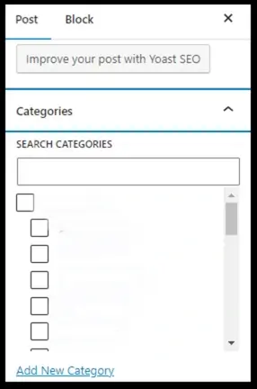 Select Category for Every Affected URL
