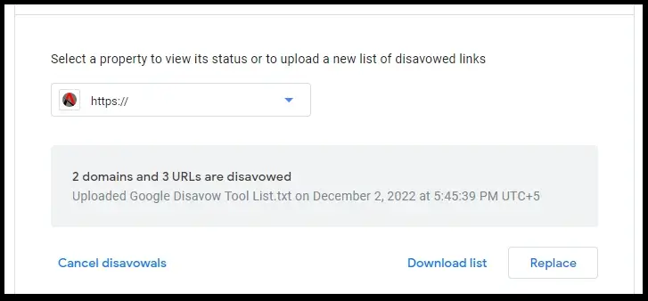 Upload Disavow File in Google Disavow Tool
