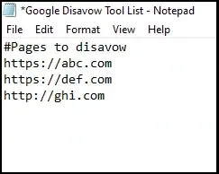 Required Disavow Format for URLs